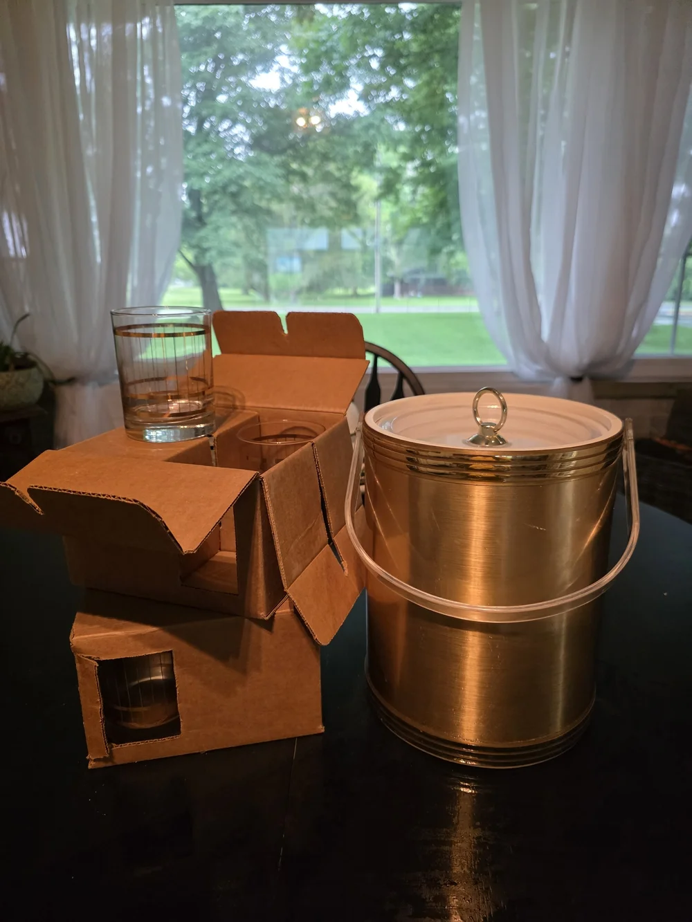 Gold Ice Bucket with Glasses Set